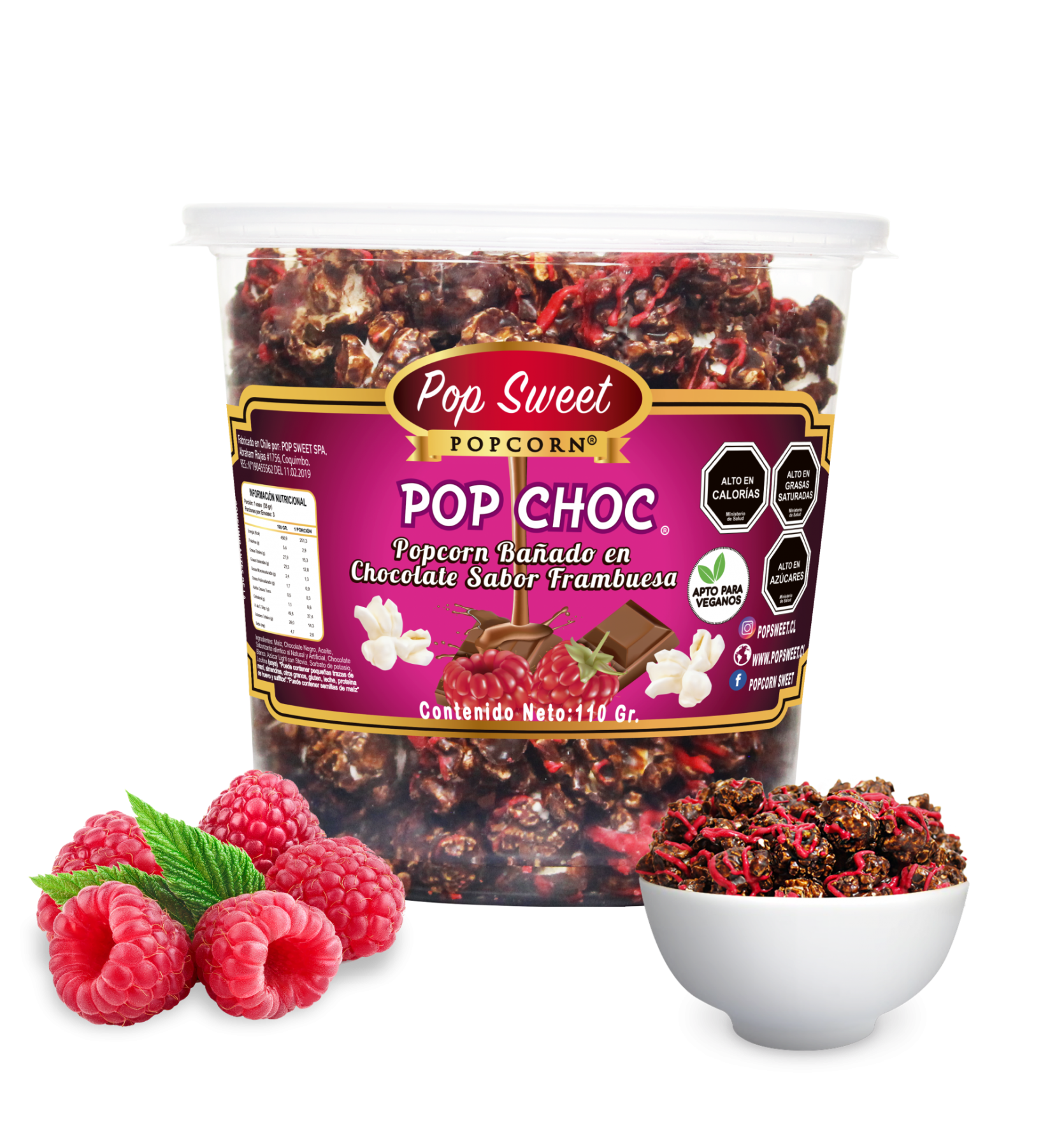 popcorn chocolate frambuesa